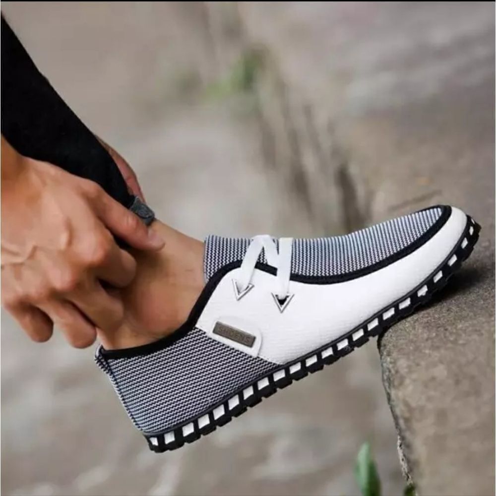 Men's fashion sneakers Casual Shoes Loafers Slip-On White